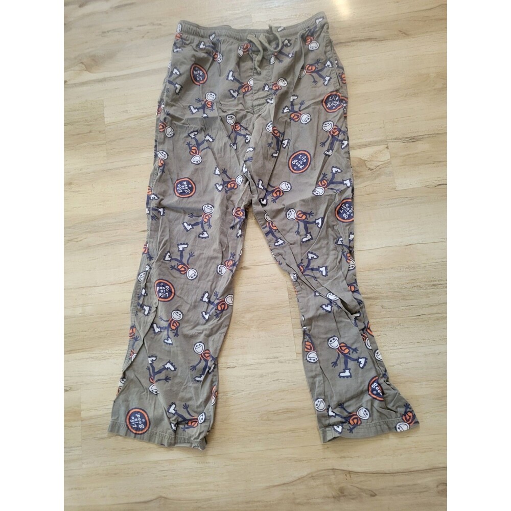 Men's Life Is Good Tan And Blue Lounge Pants Sz Large